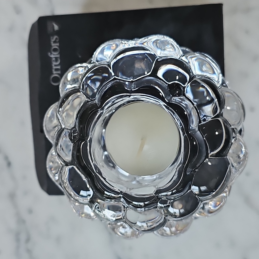 🕯HP🕯Orrefors Vintage Hallon Raspberry Votive Candle Holder NIB